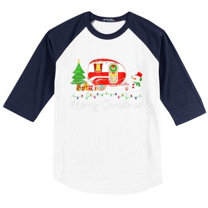 Funny Camping Merry Christmas Campers Snow Great Gift Baseball Sleeve Shirt