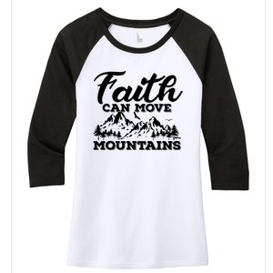 Faith Can Move Mountains Women's Tri-Blend 3/4-Sleeve Raglan Shirt