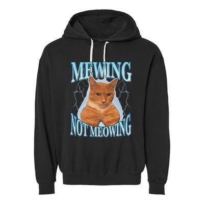 Funny Cat Meme Mewing Looksmax Meowing Cat Trend Garment-Dyed Fleece Hoodie