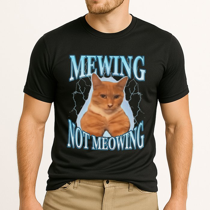 Funny Cat Meme Mewing Looksmax Meowing Cat Trend Performance Shirt
