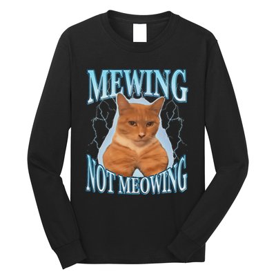 Funny Cat Meme Mewing Looksmax Meowing Cat Trend Long Sleeve Shirt
