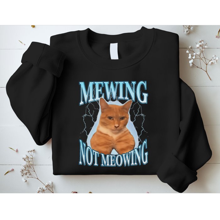 Funny Cat Meme Mewing Looksmax Meowing Cat Trend Sweatshirt