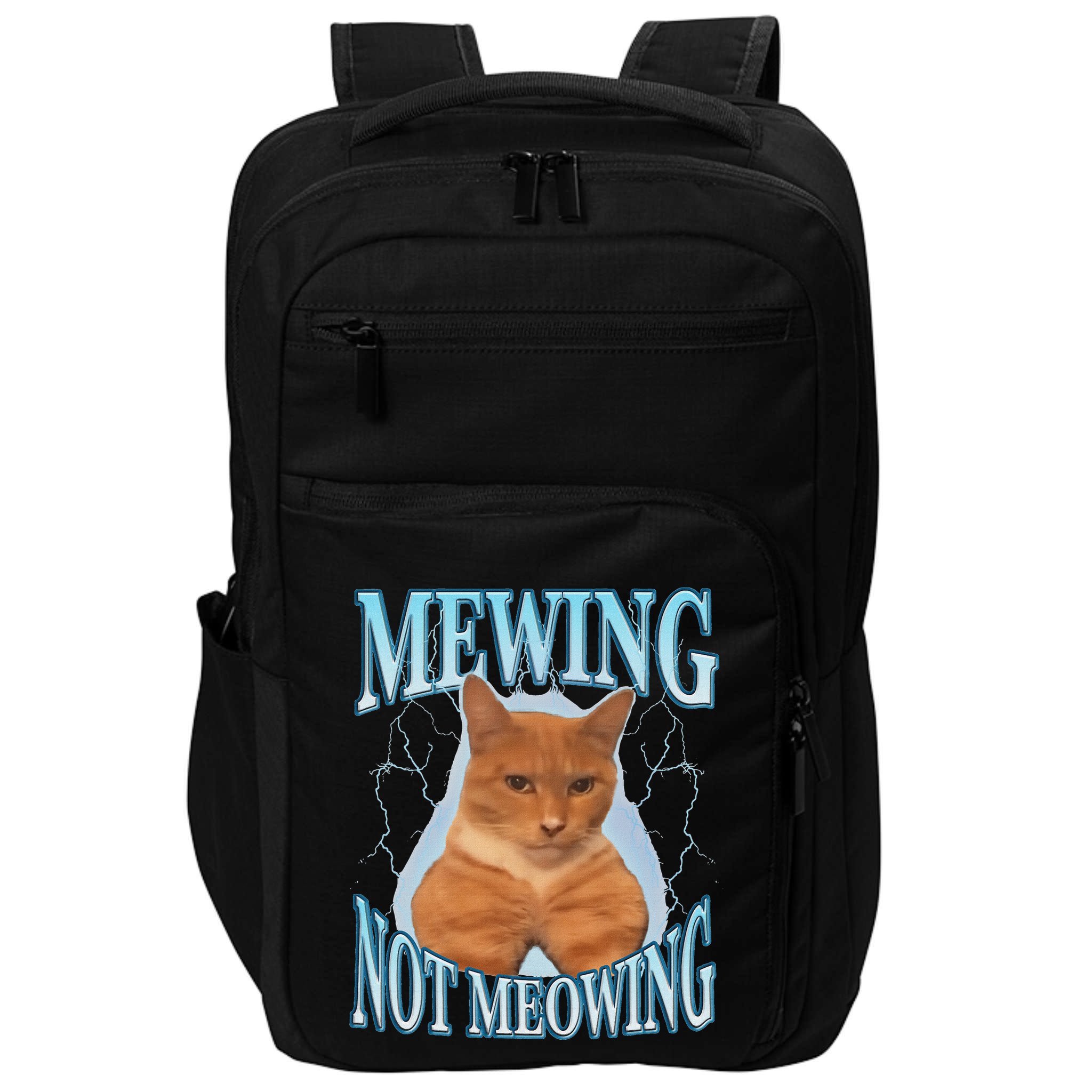 Funny Cat Meme Mewing Looksmax Meowing Cat Trend Impact Tech Backpack