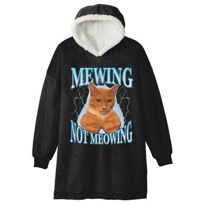 Funny Cat Meme Mewing Looksmax Meowing Cat Trend Hooded Wearable Blanket