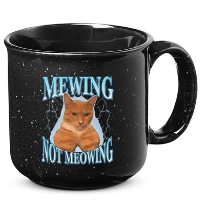 Funny Cat Meme Mewing Looksmax Meowing Cat Trend 15oz Campfire Ceramic Mug