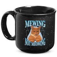 Funny Cat Meme Mewing Looksmax Meowing Cat Trend 15oz Campfire Ceramic Mug