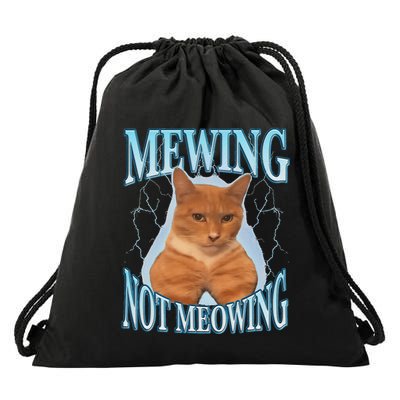 Funny Cat Meme Mewing Looksmax Meowing Cat Trend Drawstring Bag