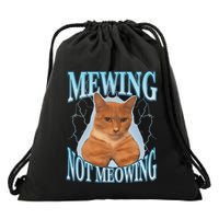 Funny Cat Meme Mewing Looksmax Meowing Cat Trend Drawstring Bag