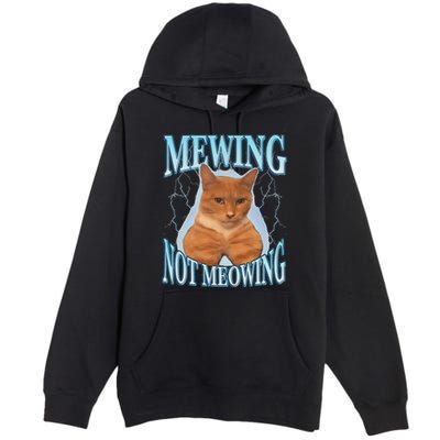 Funny Cat Meme Mewing Looksmax Meowing Cat Trend Premium Pullover Hoodie