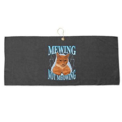 Funny Cat Meme Mewing Looksmax Meowing Cat Trend Large Microfiber Waffle Golf Towel