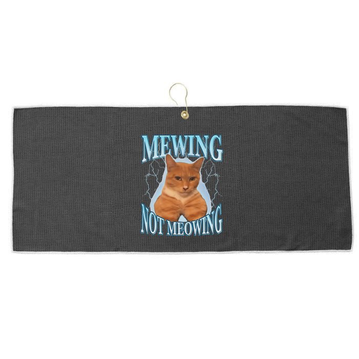 Funny Cat Meme Mewing Looksmax Meowing Cat Trend Large Microfiber Waffle Golf Towel