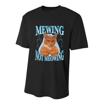 Funny Cat Meme Mewing Looksmax Meowing Cat Trend Youth Performance Sprint T-Shirt