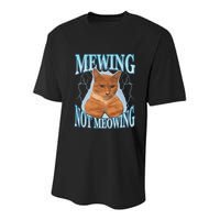 Funny Cat Meme Mewing Looksmax Meowing Cat Trend Youth Performance Sprint T-Shirt
