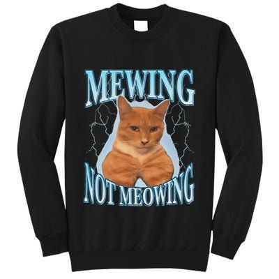 Funny Cat Meme Mewing Looksmax Meowing Cat Trend Tall Sweatshirt