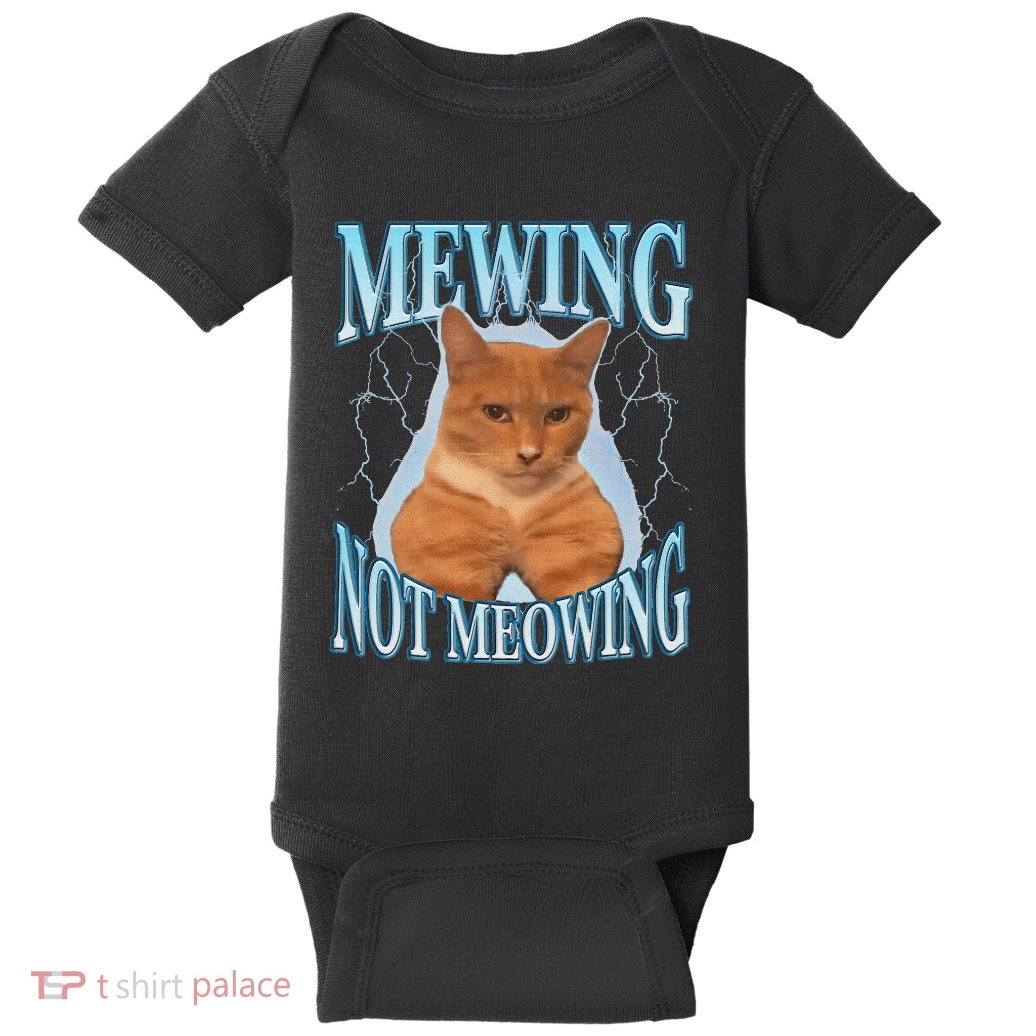 Funny Cat Meme Mewing Looksmax Meowing Cat Trend Baby Bodysuit