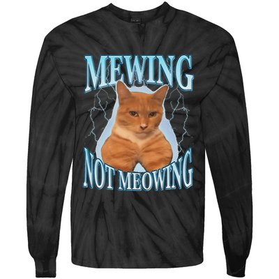 Funny Cat Meme Mewing Looksmax Meowing Cat Trend Tie-Dye Long Sleeve Shirt