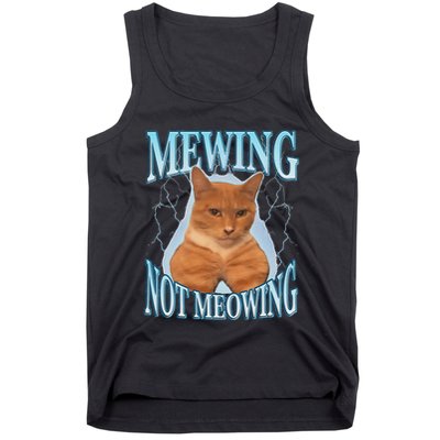 Funny Cat Meme Mewing Looksmax Meowing Cat Trend Tank Top