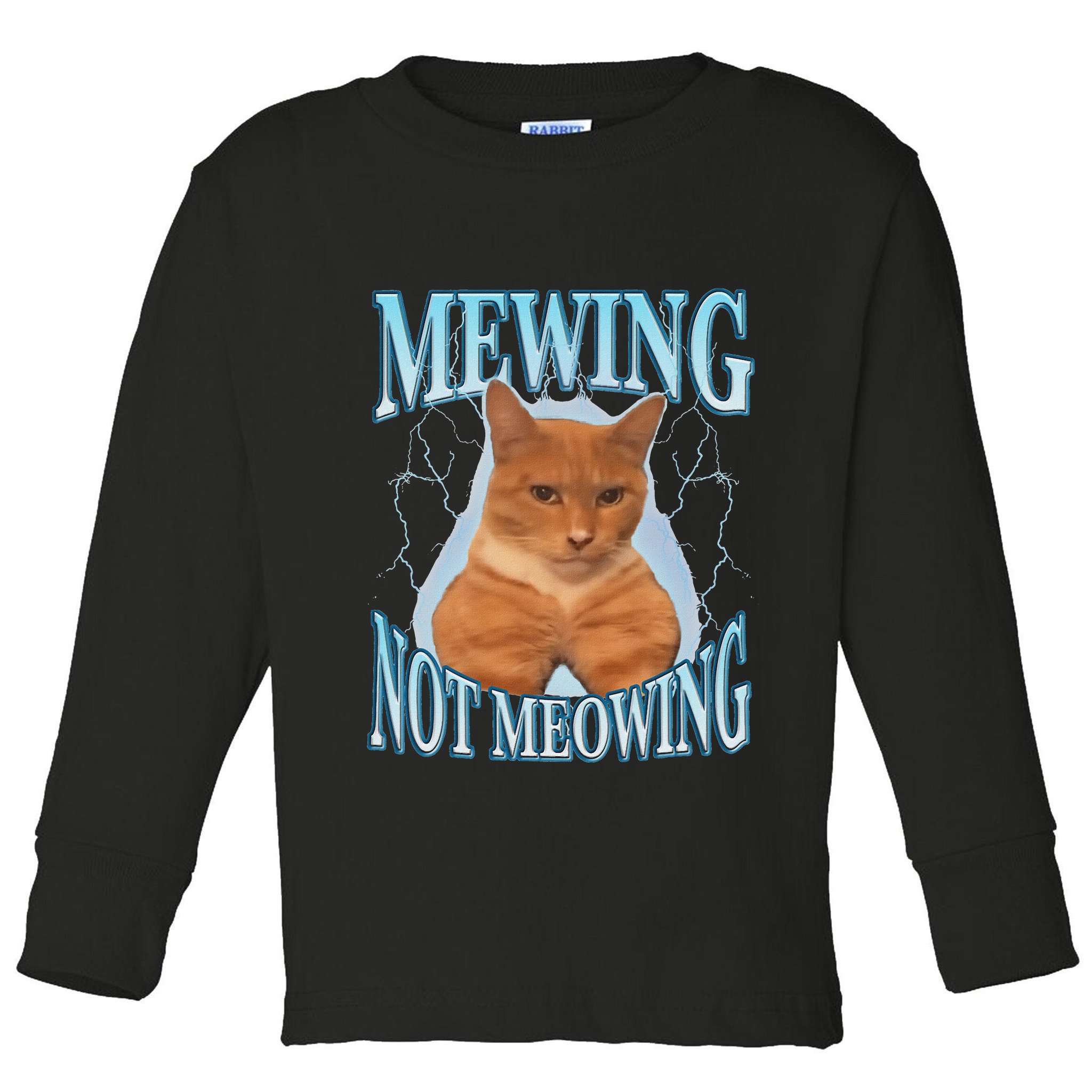 Funny Cat Meme Mewing Looksmax Meowing Cat Trend Toddler Long Sleeve Shirt