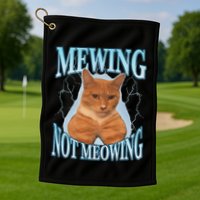 Funny Cat Meme Mewing Looksmax Meowing Cat Trend Golf Towel