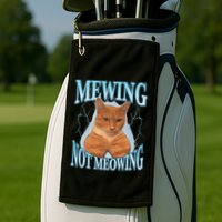 Funny Cat Meme Mewing Looksmax Meowing Cat Trend Golf Towel