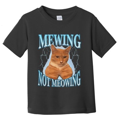 Funny Cat Meme Mewing Looksmax Meowing Cat Trend Toddler T-Shirt