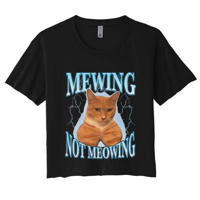 Funny Cat Meme Mewing Looksmax Meowing Cat Trend Crop Top