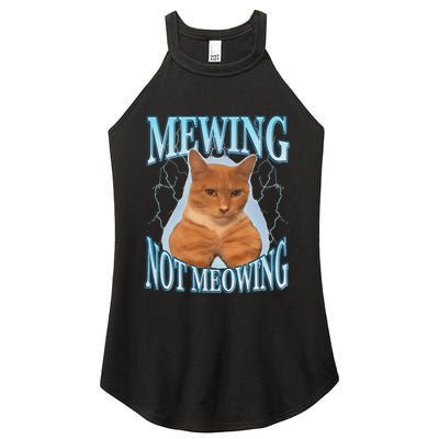 Funny Cat Meme Mewing Looksmax Meowing Cat Trend Women's Perfect Tri Rocker Tank