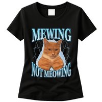 Funny Cat Meme Mewing Looksmax Meowing Cat Trend Womens T-Shirt