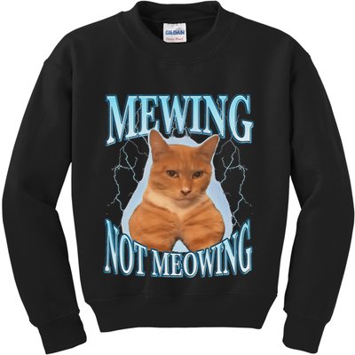 Funny Cat Meme Mewing Looksmax Meowing Cat Trend Kids Sweatshirt