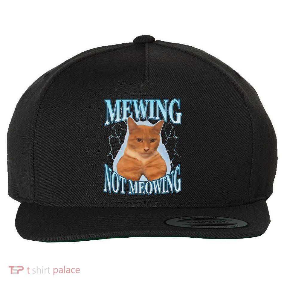 Funny Cat Meme Mewing Looksmax Meowing Cat Trend Wool Snapback Cap