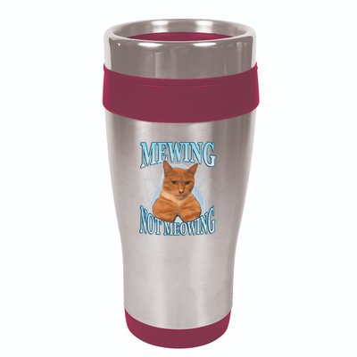 Funny Cat Meme Mewing Looksmax Meowing Cat Trend 16oz Travel Tumbler
