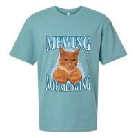 Funny Cat Meme Mewing Looksmax Meowing Cat Trend Sueded Cloud Jersey T-Shirt