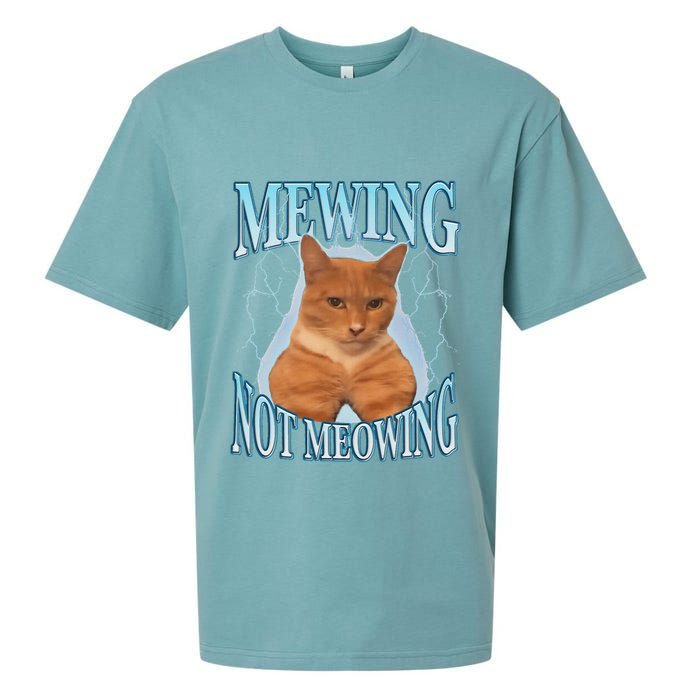 Funny Cat Meme Mewing Looksmax Meowing Cat Trend Sueded Cloud Jersey T-Shirt