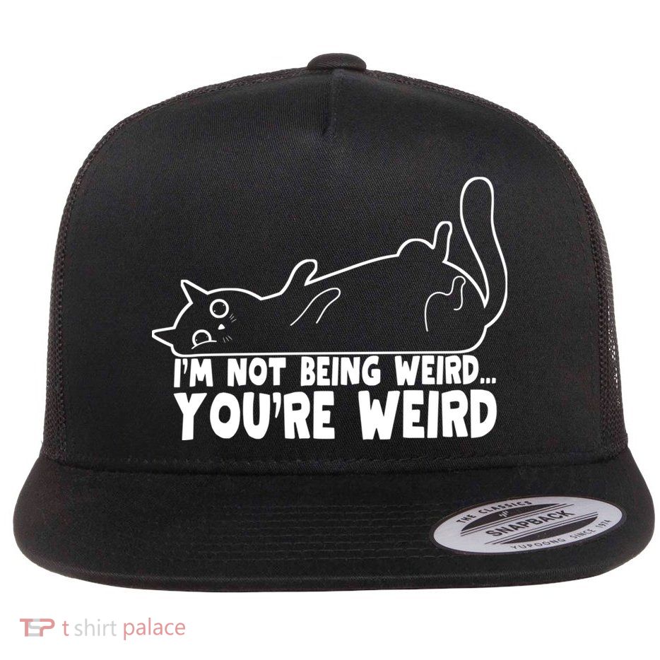 Funny Cat Meme Im Not Being Weird Youre Weird Cat Dad Mom Flatbill Hat