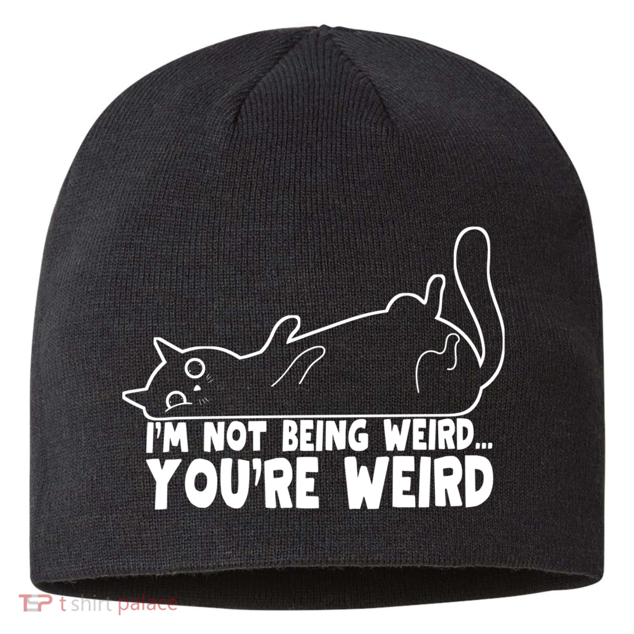 Funny Cat Meme Im Not Being Weird Youre Weird Cat Dad Mom Sustainable Beanie