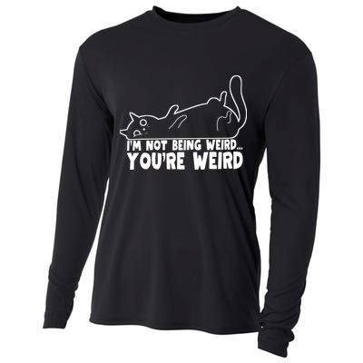 Funny Cat Meme Im Not Being Weird Youre Weird Cat Dad Mom Cooling Performance Long Sleeve Crew