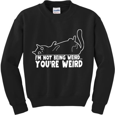 Funny Cat Meme Im Not Being Weird Youre Weird Cat Dad Mom Kids Sweatshirt