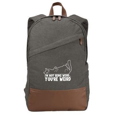Funny Cat Meme Im Not Being Weird Youre Weird Cat Dad Mom Cotton Canvas Backpack