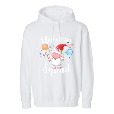 Funny Christmas Matching Tees For Girls Xmas Unicorn Squad Gift Garment-Dyed Fleece Hoodie