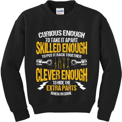 Funny Car Mechanic Gift Mechanic Tool Tuner Kids Sweatshirt