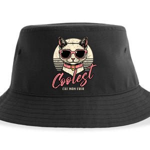 Funny Cat Mom Best Cat Mom Ever Coolest Cat Mama Graphic Sustainable Bucket Hat