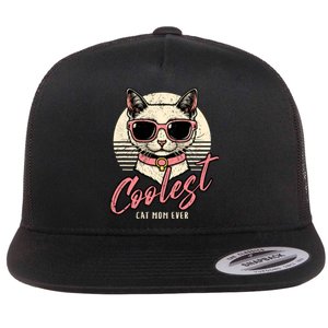 Funny Cat Mom Best Cat Mom Ever Coolest Cat Mama Graphic Flat Bill Trucker Hat