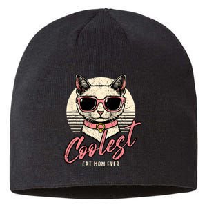 Funny Cat Mom Best Cat Mom Ever Coolest Cat Mama Graphic Sustainable Beanie