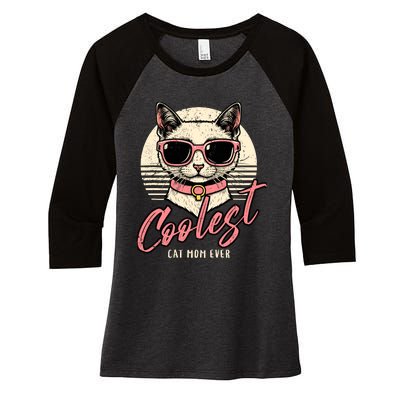 Funny Cat Mom Best Cat Mom Ever Coolest Cat Mama Graphic Women's Tri-Blend 3/4-Sleeve Raglan Shirt