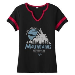 Faith Can Move Mountains Christian Ladies Halftime Notch Neck Tee