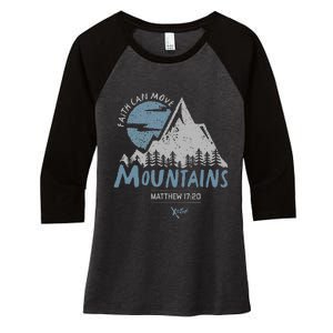 Faith Can Move Mountains Christian Women's Tri-Blend 3/4-Sleeve Raglan Shirt