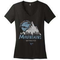 Faith Can Move Mountains Christian Women's V-Neck T-Shirt