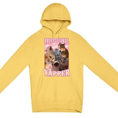 Funny Cat Meme Professional Yapper Cat Oddly Specific Dank Premium Pullover Hoodie