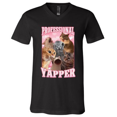 Funny Cat Meme Professional Yapper Cat Oddly Specific Dank V-Neck T-Shirt