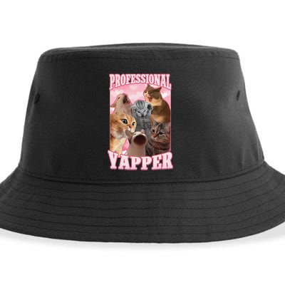 Funny Cat Meme Professional Yapper Cat Oddly Specific Dank Sustainable Bucket Hat